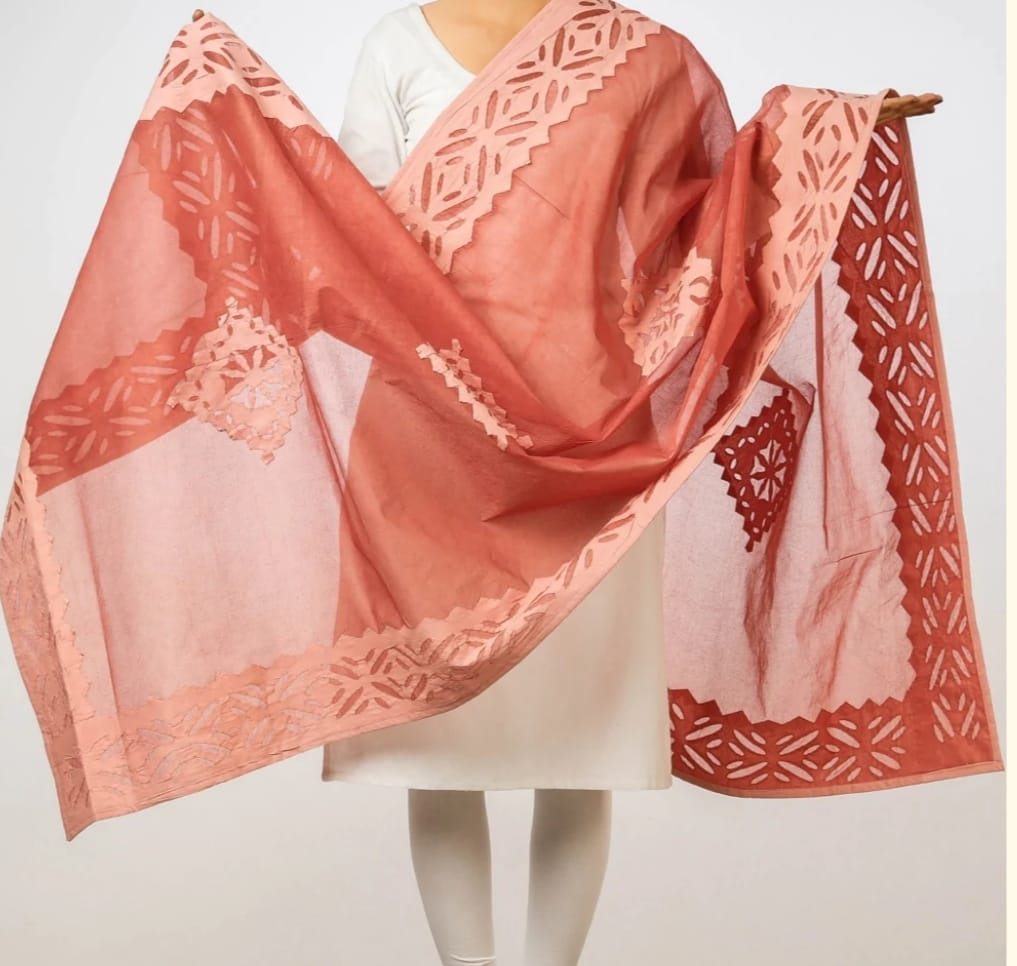 Rajasthani Pure Cotton Applique Work Dupatta