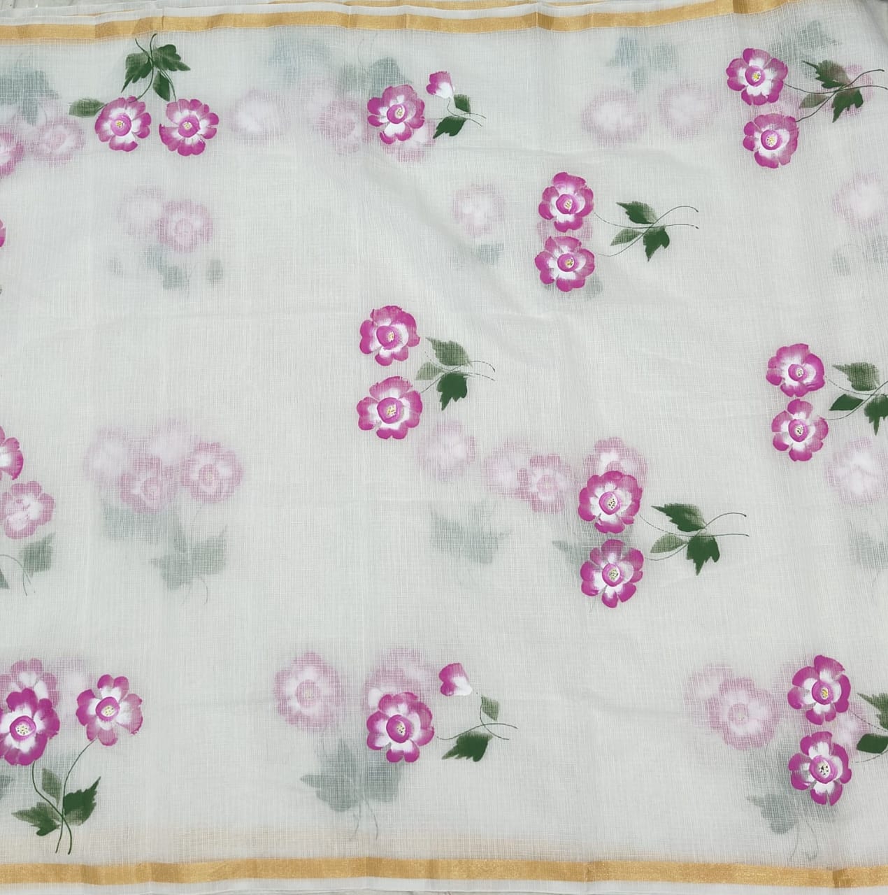 Kota Doria Saree With Gota Patti Work