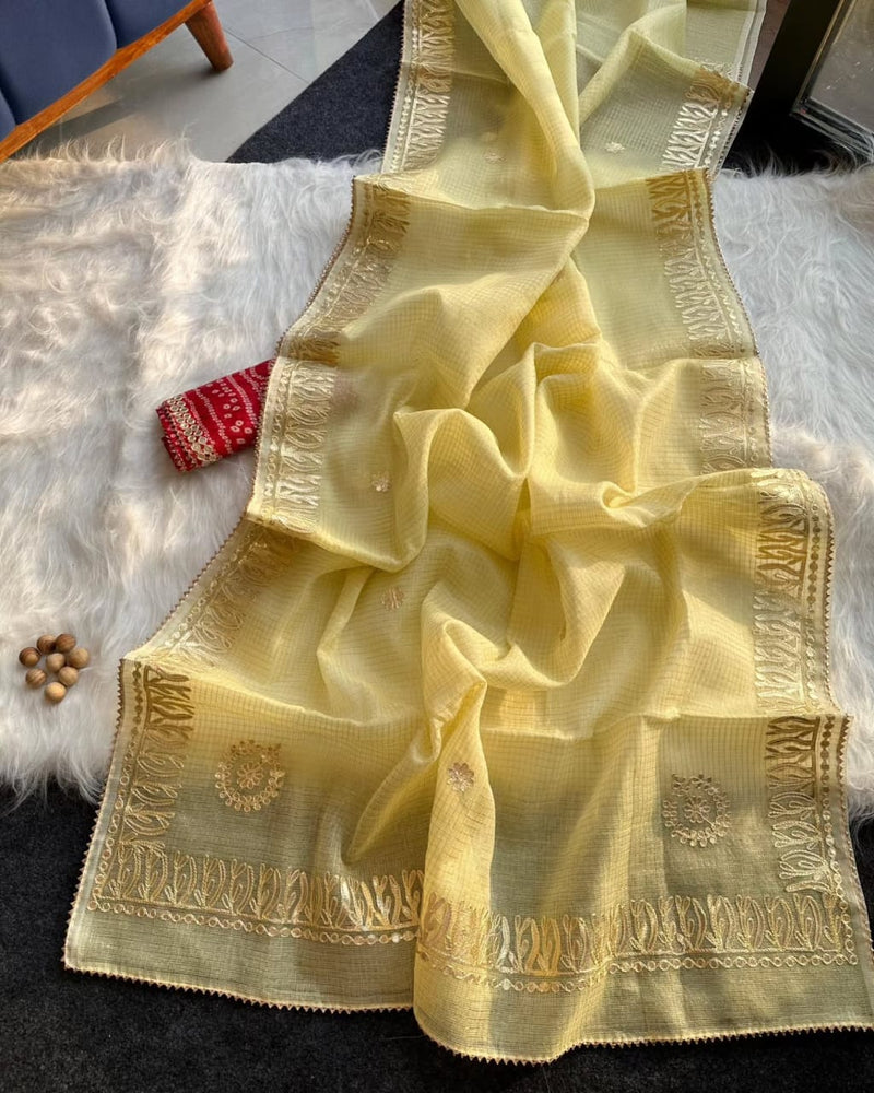 Kota Doria Saree with Gota Patti Work