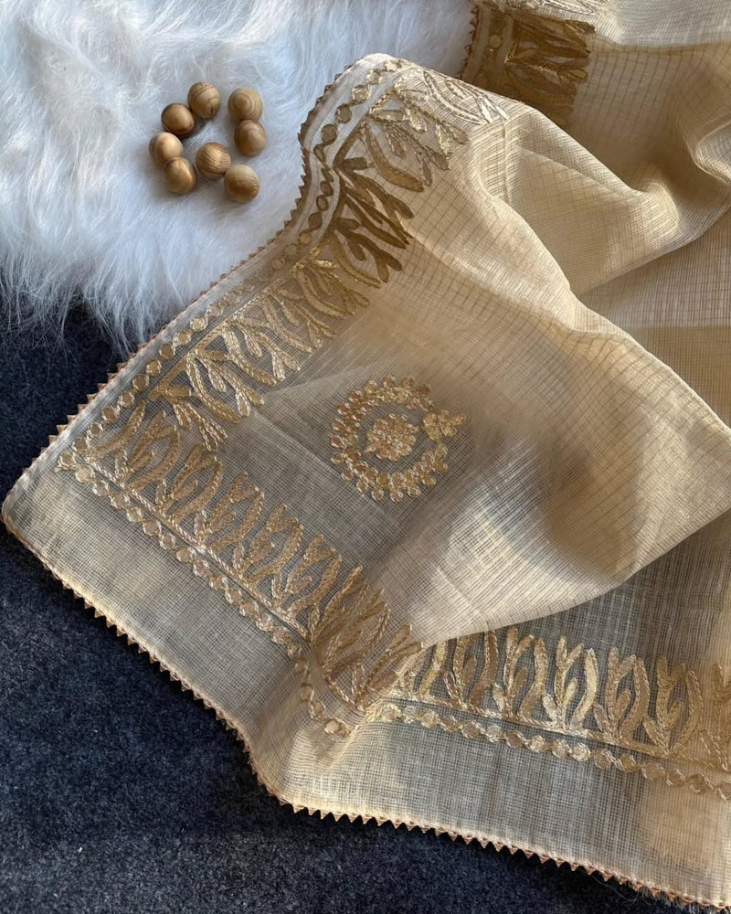 Kota Doria Saree with Gota Patti Work