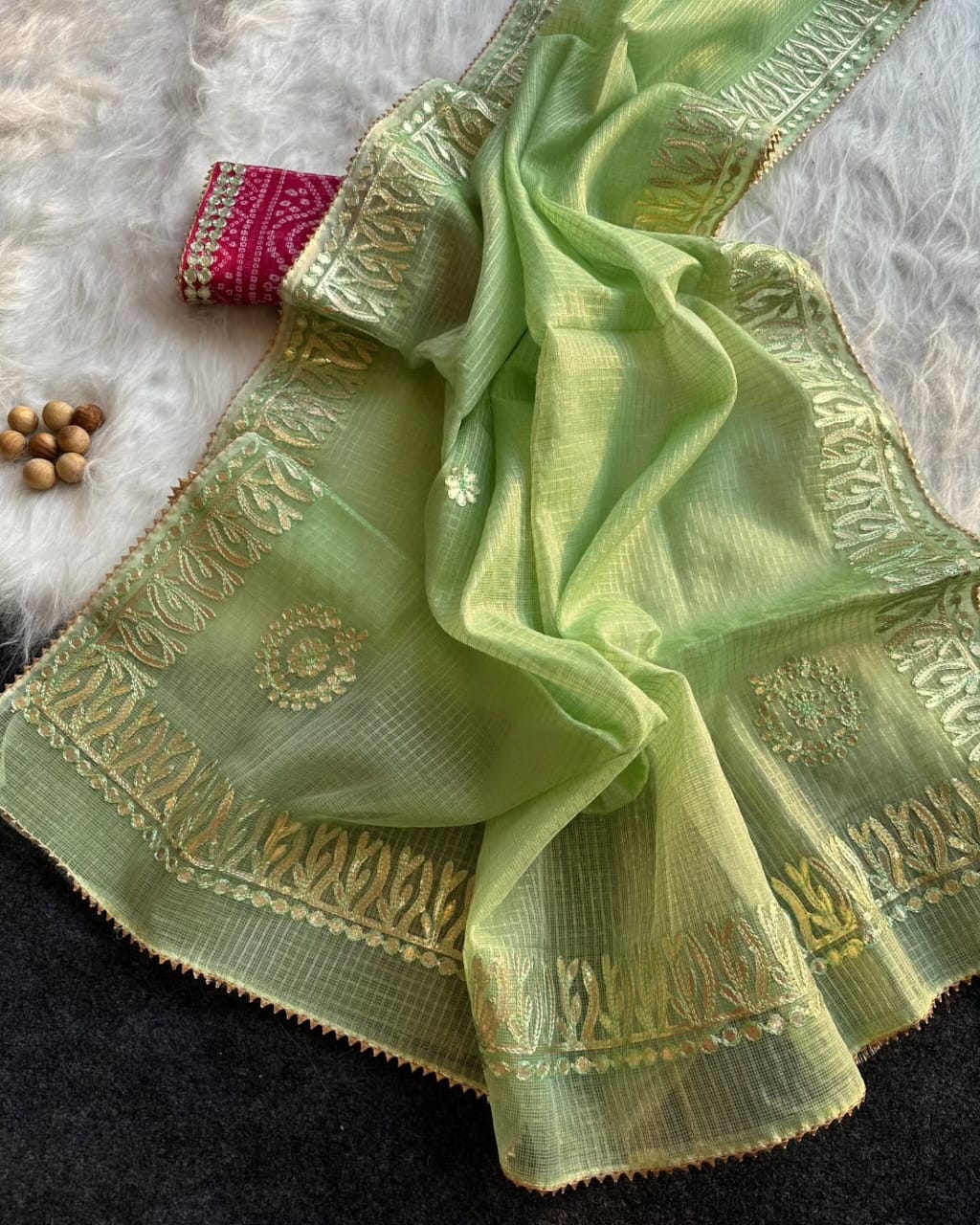Kota Doria Saree with Gota Patti Work