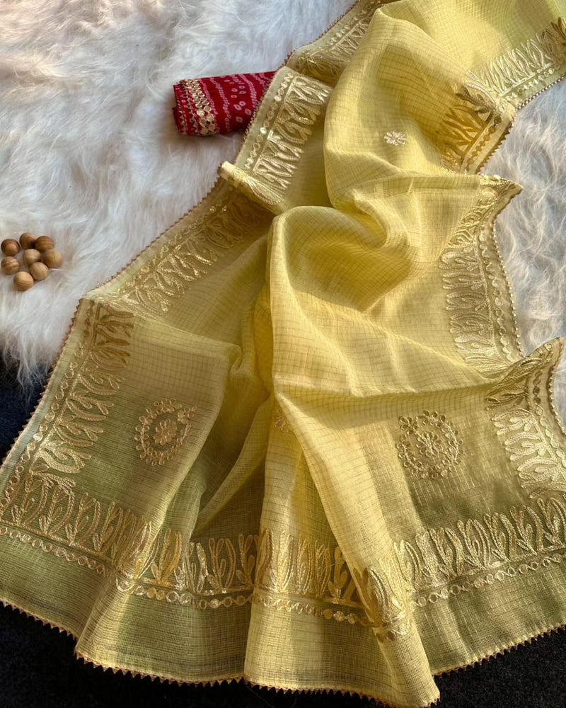 Kota Doria Saree with Gota Patti Work