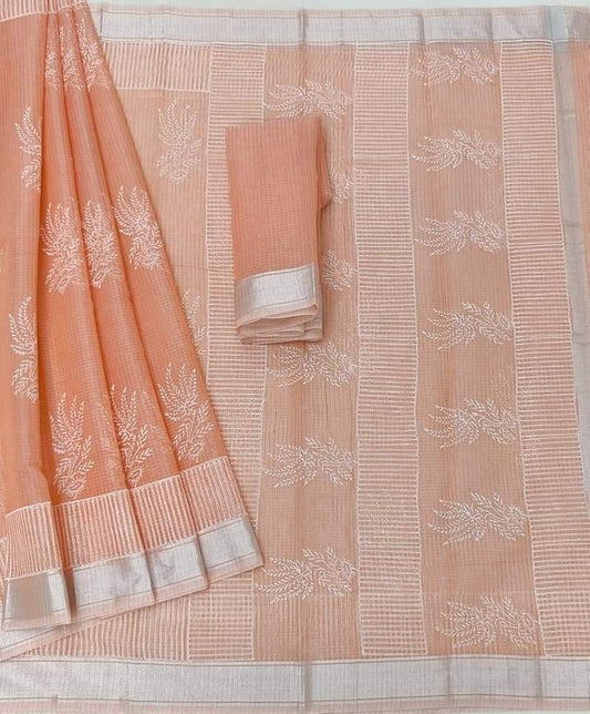 Hand Block Print Kota Doria Saree with Blouse