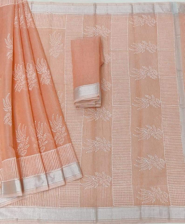 Hand Block Print Kota Doria Saree with Blouse