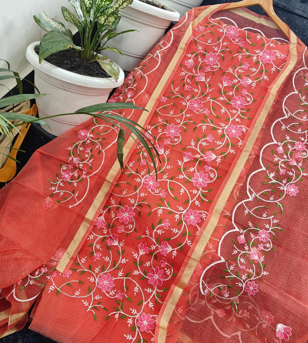 Pure Kota Doriya unstitched suit with embroidery work