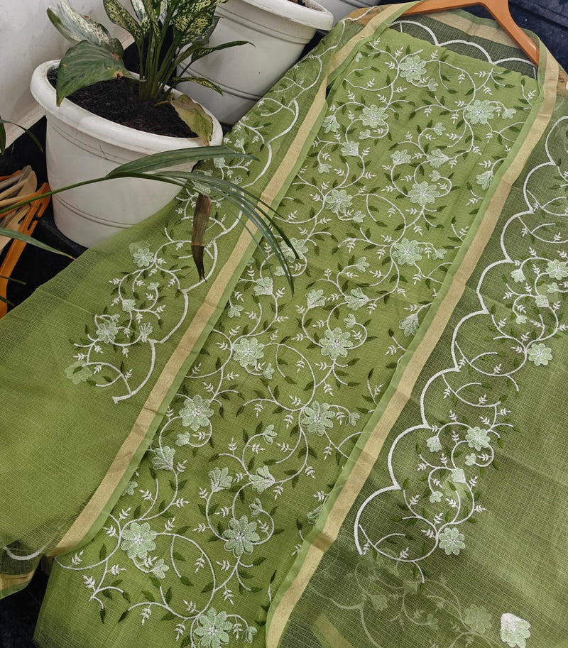 Pure Kota Doriya unstitched suit with embroidery work