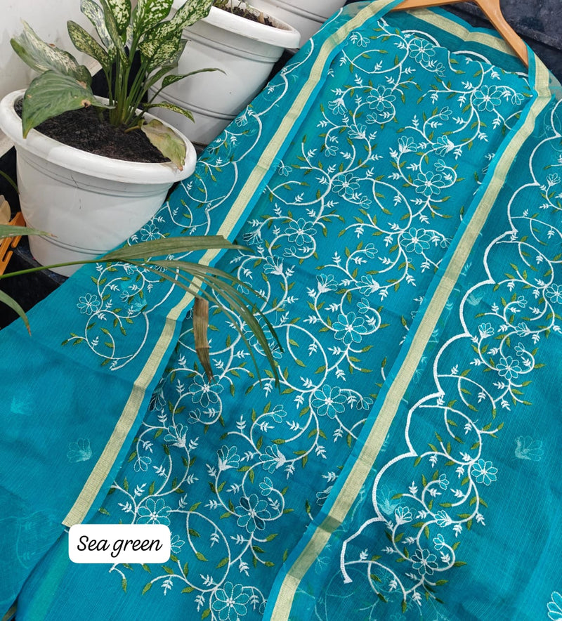 Pure Kota Doriya unstitched suit with embroidery work