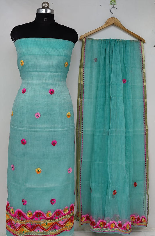 Pure Kota Doriya unstitched suit with embroidery work