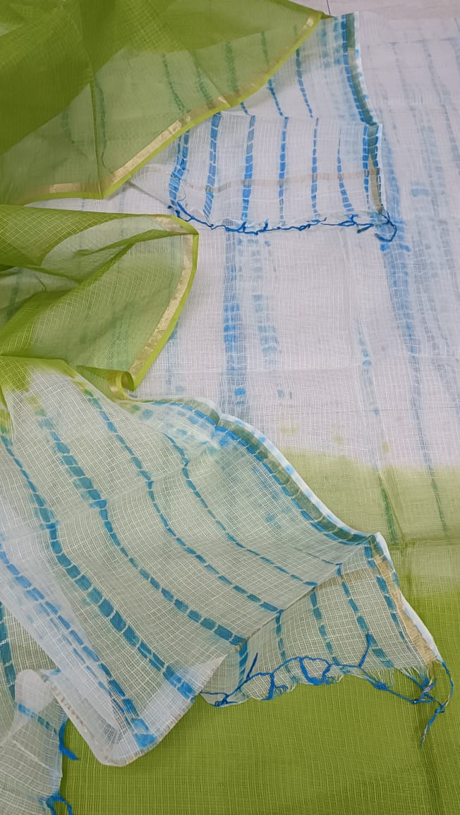 Pure Kota Doriya unstitched suit with zari line work