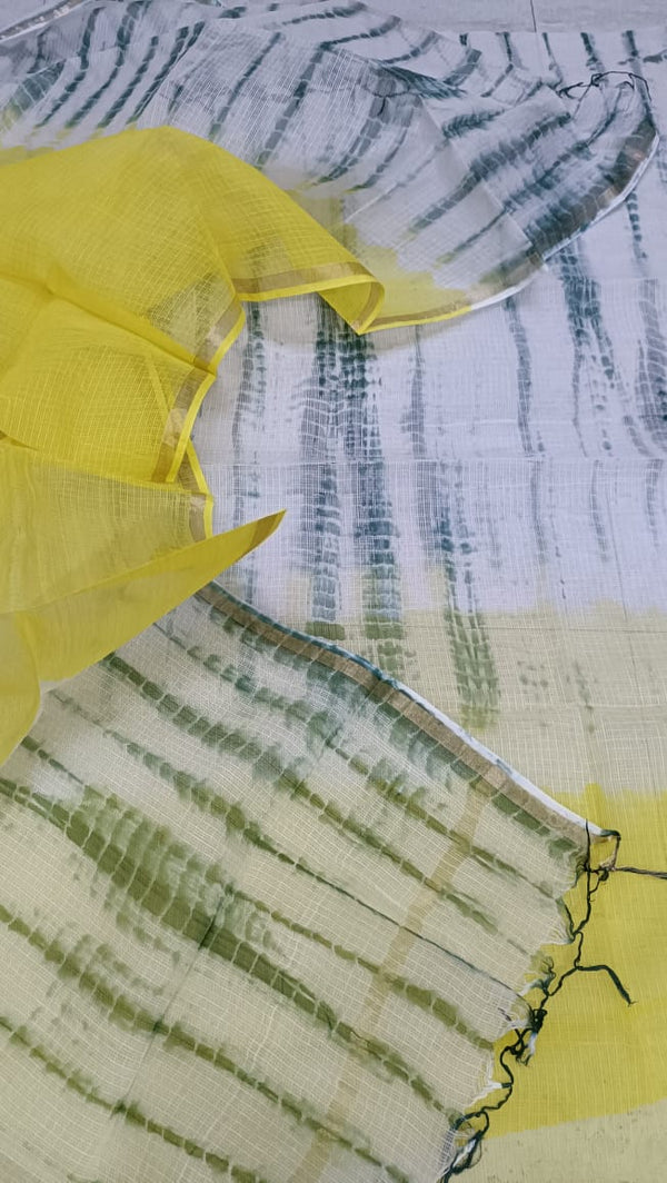 Pure Kota Doriya unstitched suit with zari line work