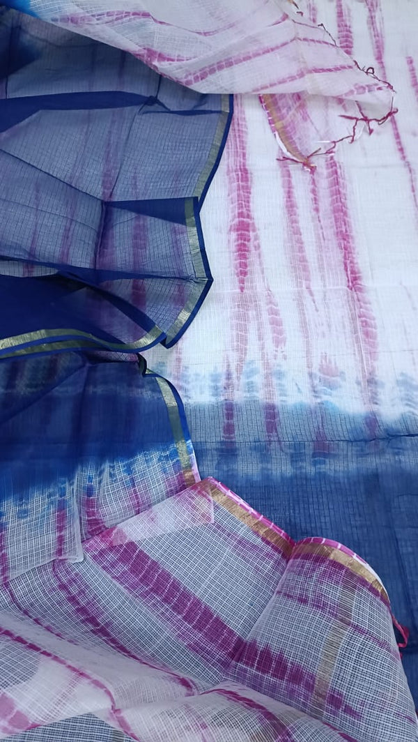 Pure Kota Doriya unstitched suit with zari line work