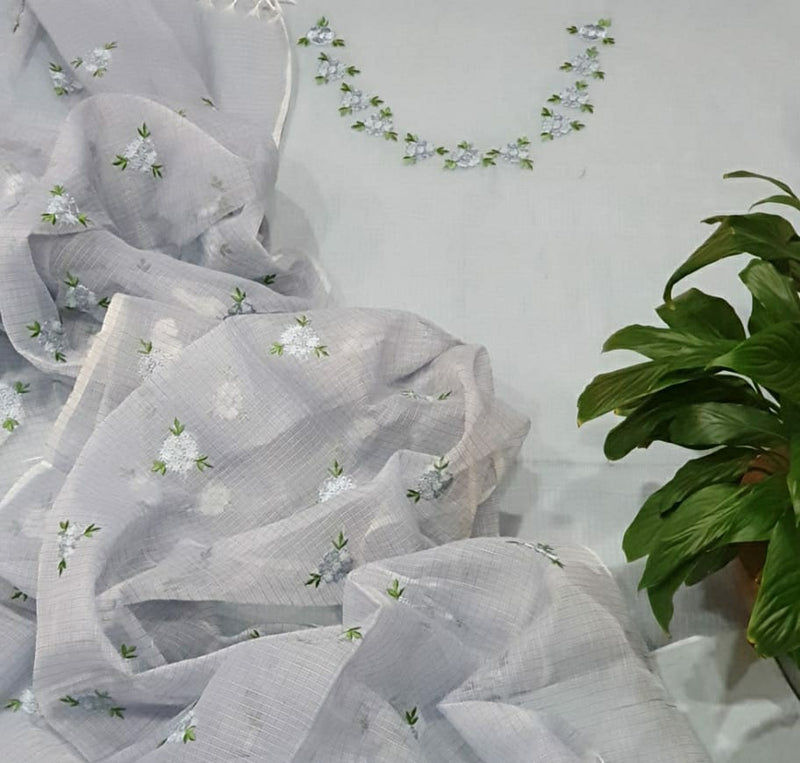 Pure Kota Doriya unstitched suit with embroidery work