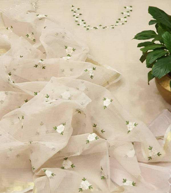 Pure Kota Doriya unstitched suit with embroidery work