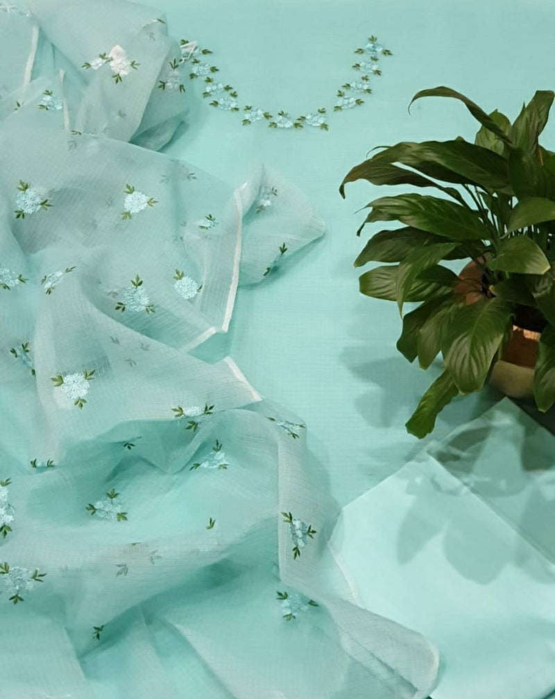 Pure Kota Doriya unstitched suit with embroidery work