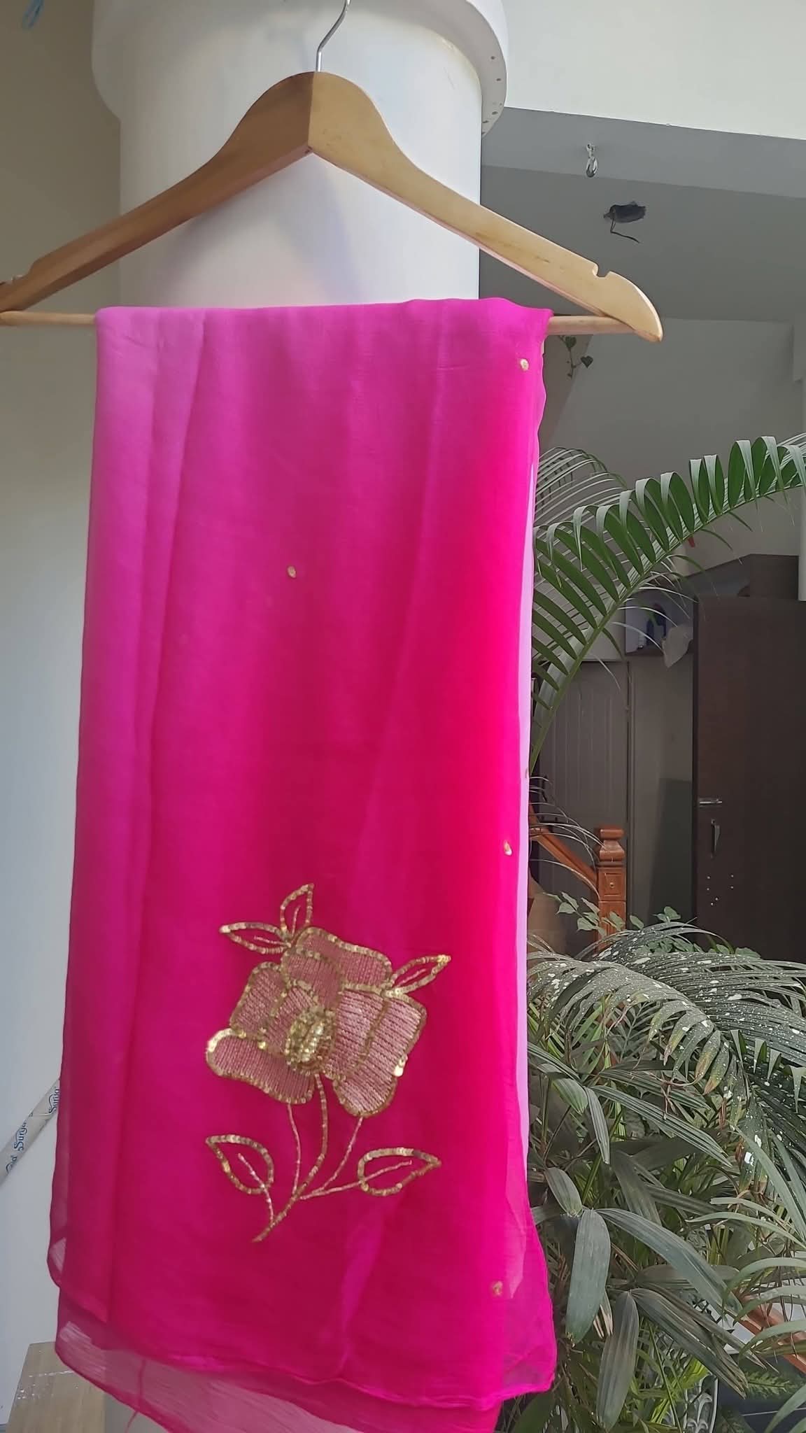 Pure Jaipuri Diamond Chiffon Sarees With Sequence Work