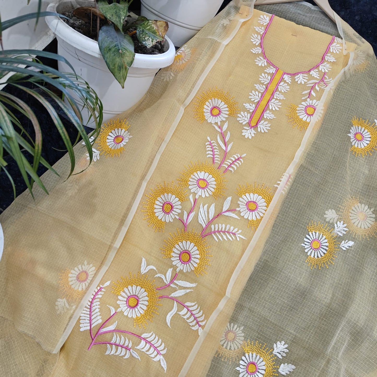 Pure Kota Doriya Suit With Embroidery Work Unstitched Suit
