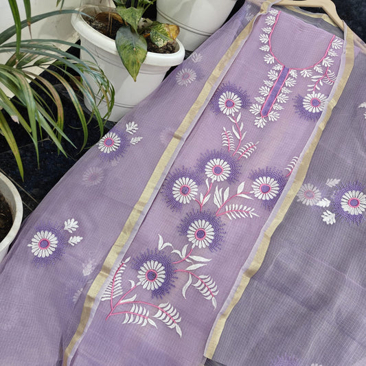 Pure Kota Doriya Suit With Embroidery Work Unstitched Suit