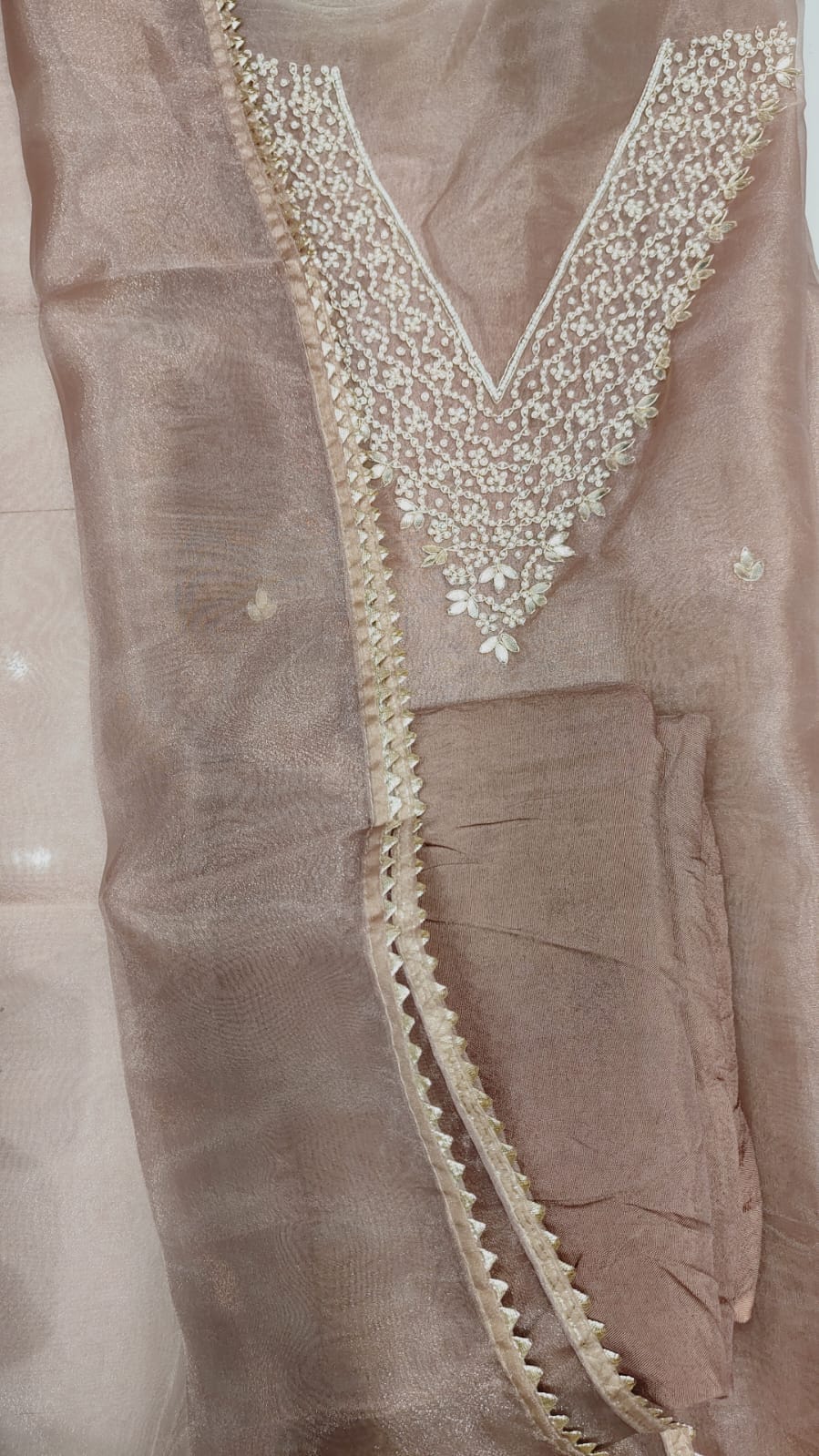 Pure Organza unstitched Suit With Gota Pati Work Dupatta