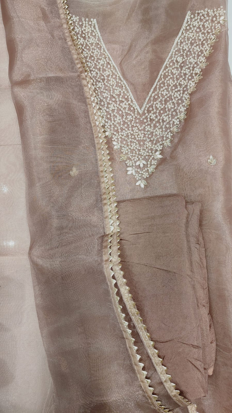 Pure Organza unstitched Suit With Gota Pati Work Dupatta