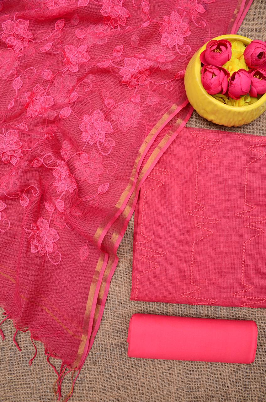 Pure Kota Doriya Suit With Embroidery Work Unstitched Suit