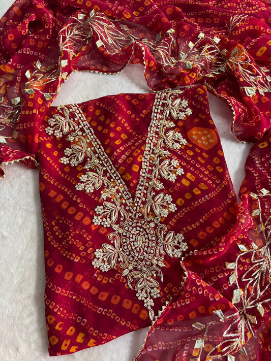 Pure Soft Georgette unstitched suit Zardogi Work With Dupatta