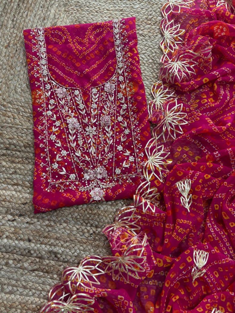 Pure Soft Georgette unstitched suit Zardogi Work With Dupatta