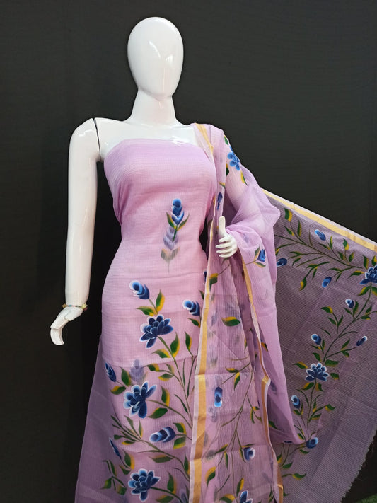 Pure Kota Doriya Suit With Embroidery Work Unstitched Suit