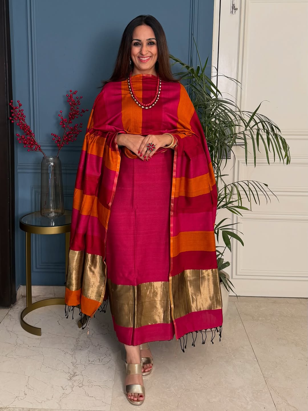 Pure Maheswari Silk Cotton Handwoven Unstitch Suit
