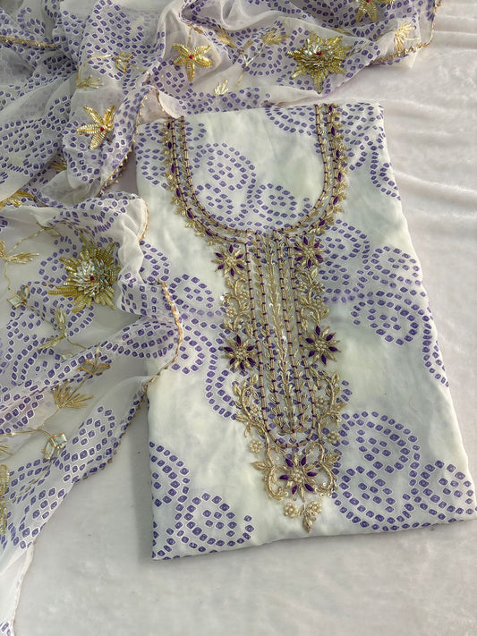 Pure Soft Georgette unstitched suit Zardogi Work With Dupatta