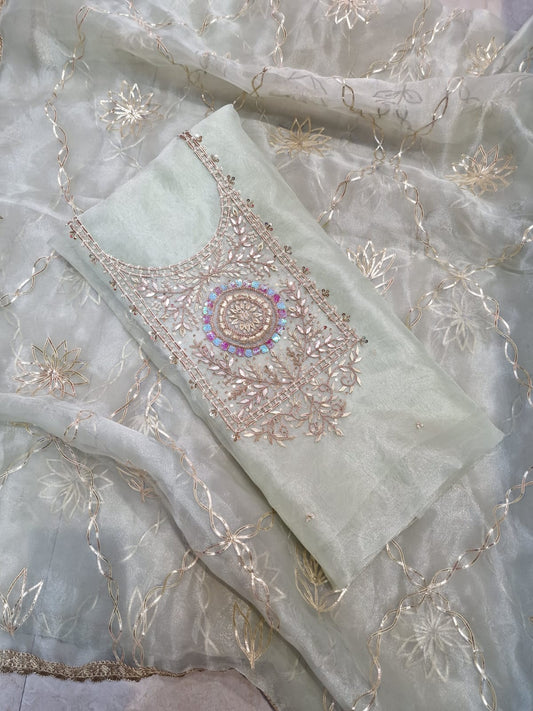 Pure Organza unstitched Suit With Gota Pati Work Dupatta