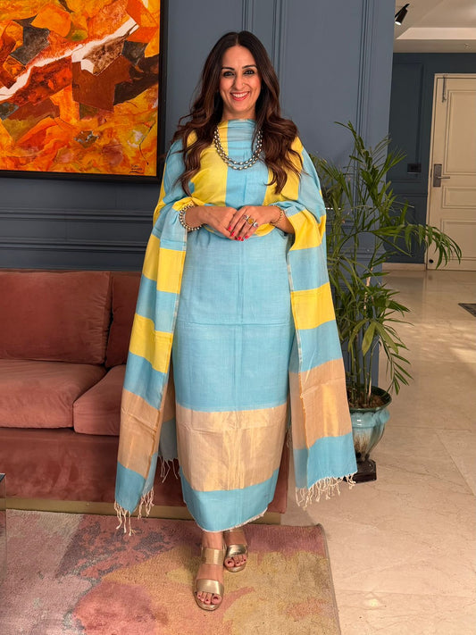 Pure Maheswari Silk Cotton Handwoven Unstitch Suit