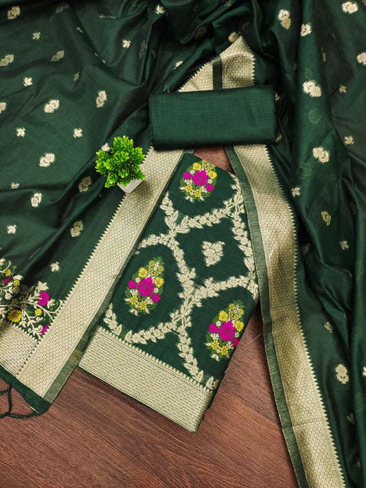 Designer Paithani Woven Unstitched Suit With Bottom