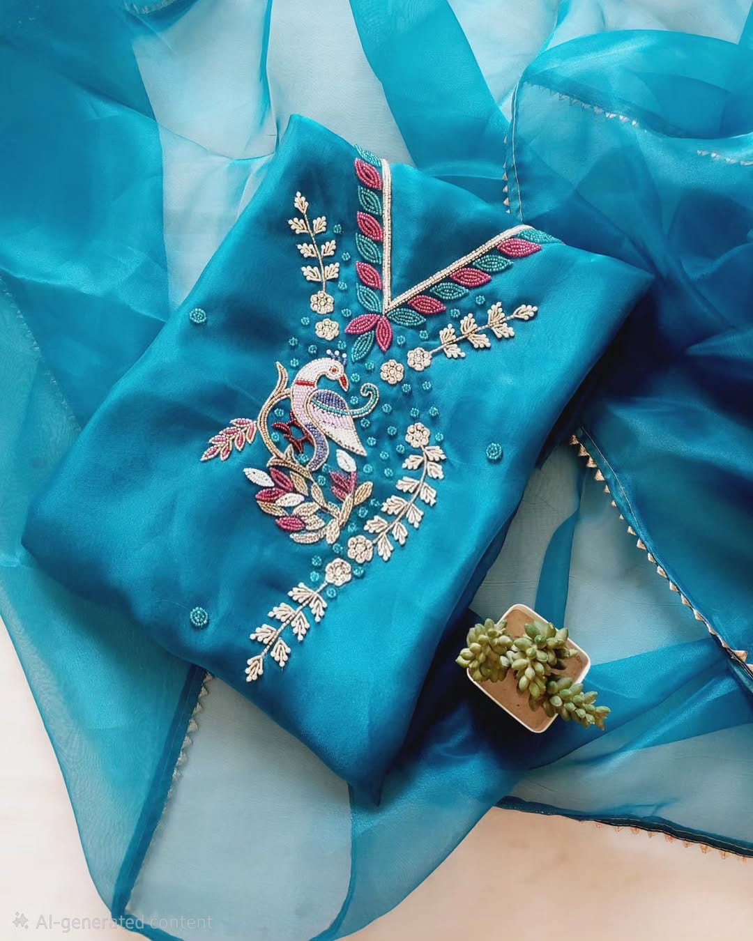 Pure Organza unstitched Suit With Zardozi Work Dupatta