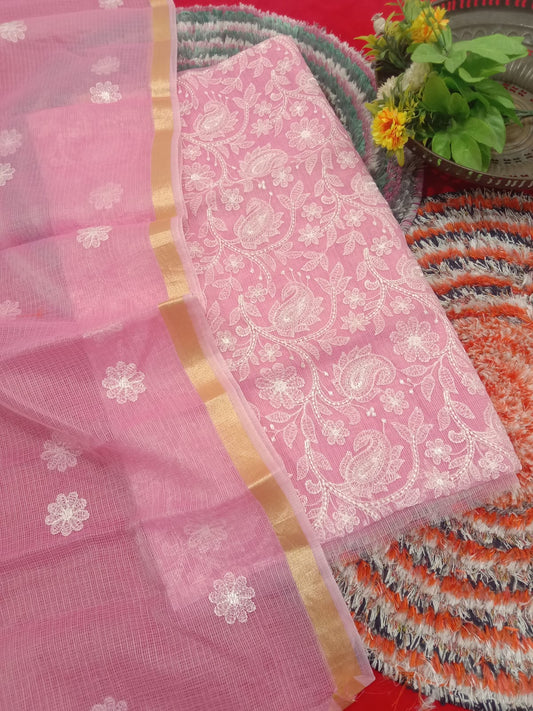 Pure Kota Doriya Suit With Embroidery Work Unstitched Suit