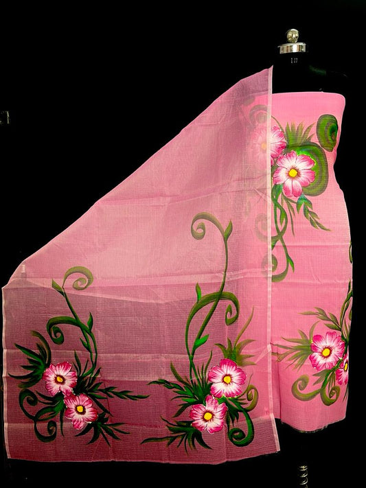 Pure Kota Doriya Suit With Hand Brush Print Unstitched Suit