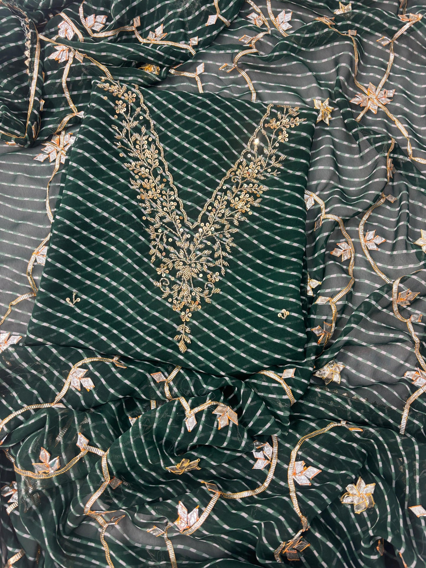 Pure Soft Georgette unstitched suit Zardogi Work With Dupatta