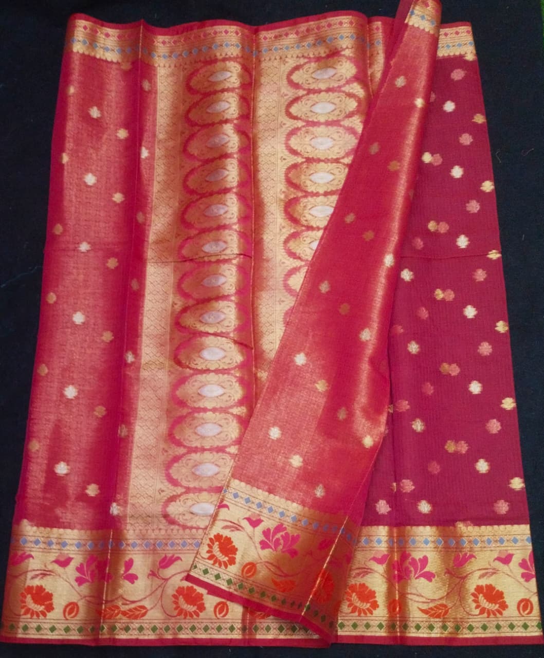 Kota Doria Saree With Silk Digital Print Work