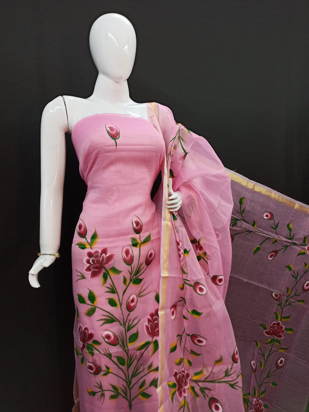 Pure Kota Doriya Suit With Embroidery Work Unstitched Suit