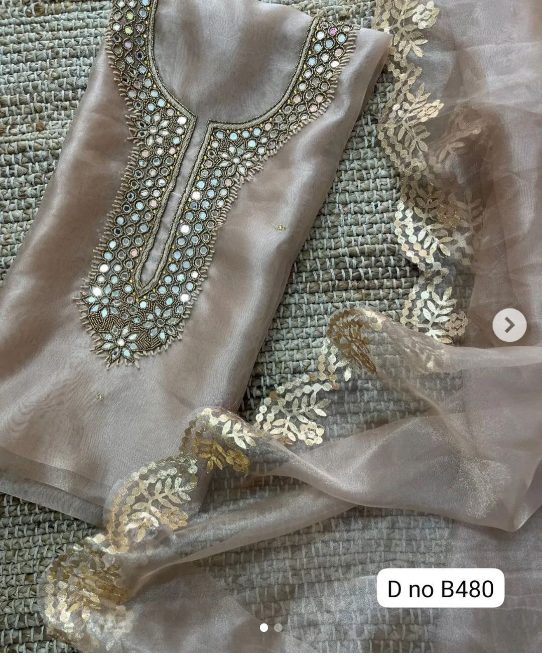 Pure Organza unstitched Suit With Gota Pati Work Dupatta