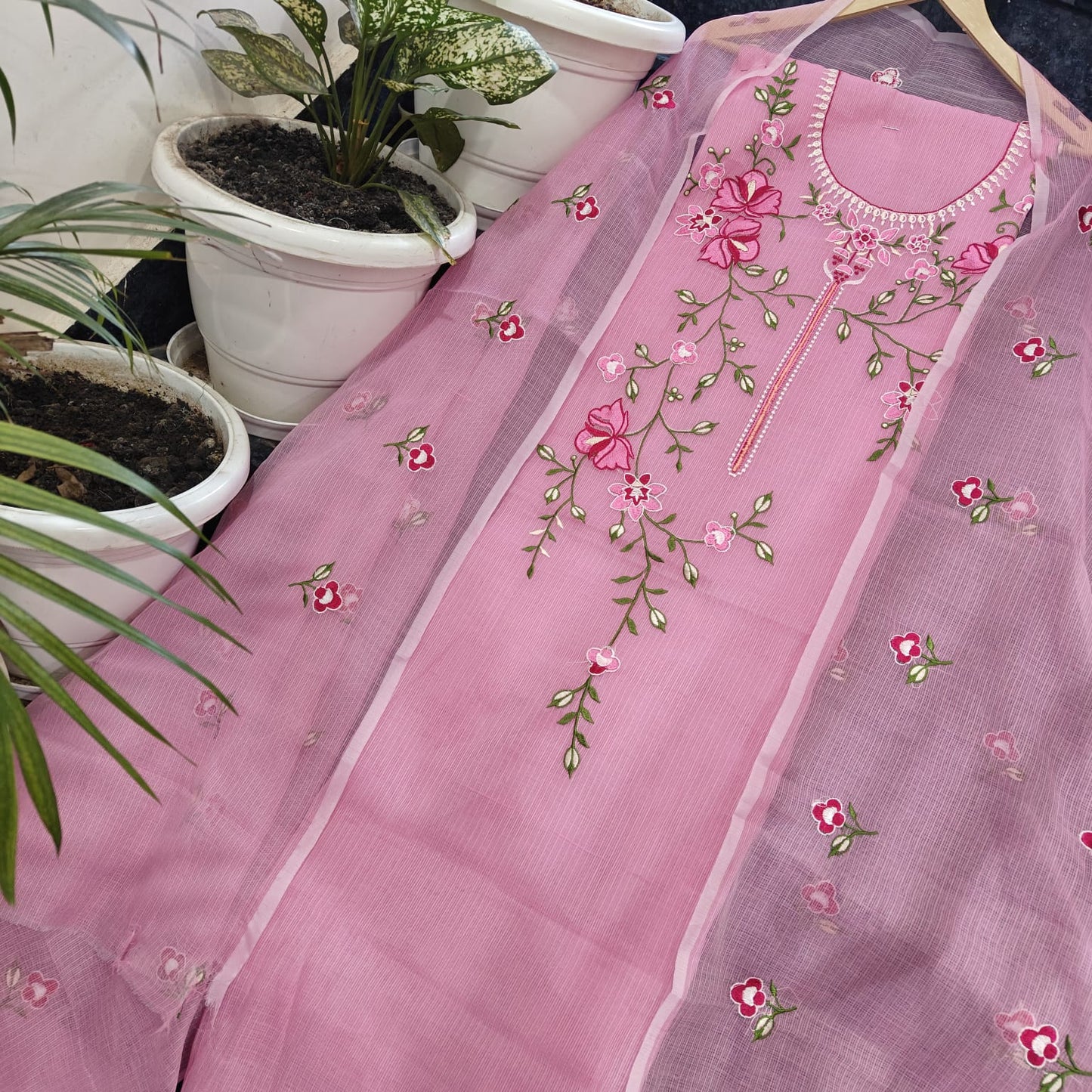 Pure Kota Doriya Suit With Embroidery Work Unstitched Suit