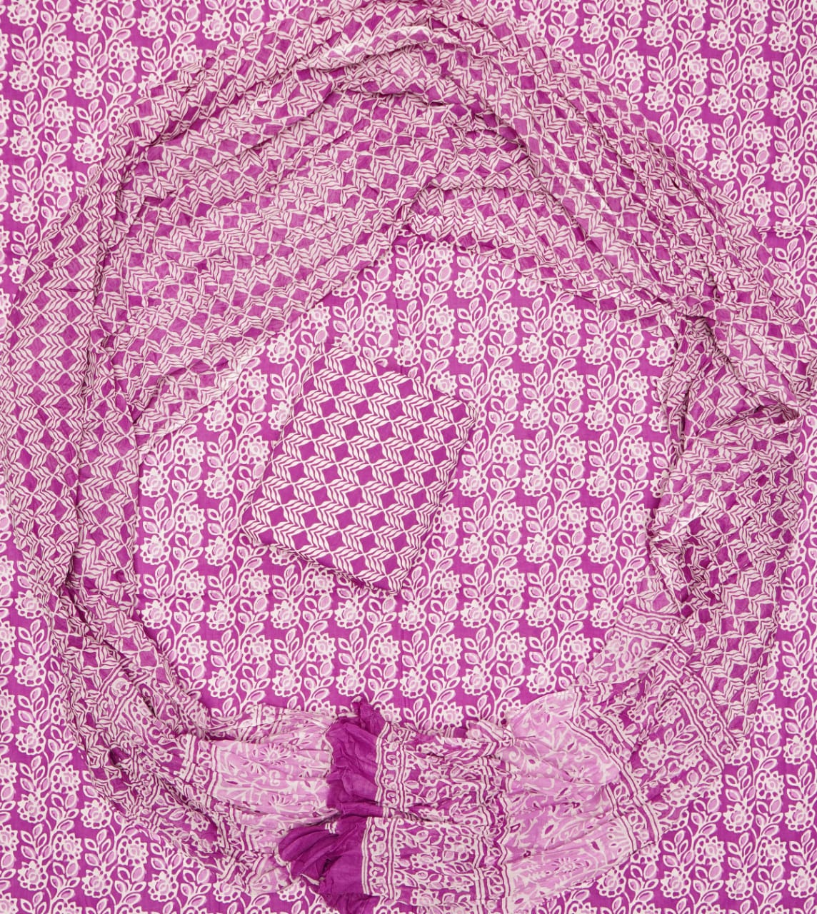 Pure Cotton Hand Block Print Unstitched Suit With Mul Cotton Dupatta.