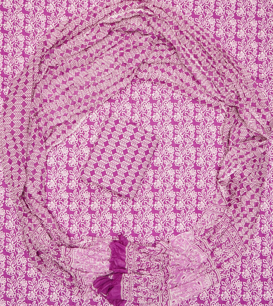 Pure Cotton Hand Block Print Unstitched Suit With Mul Cotton Dupatta.