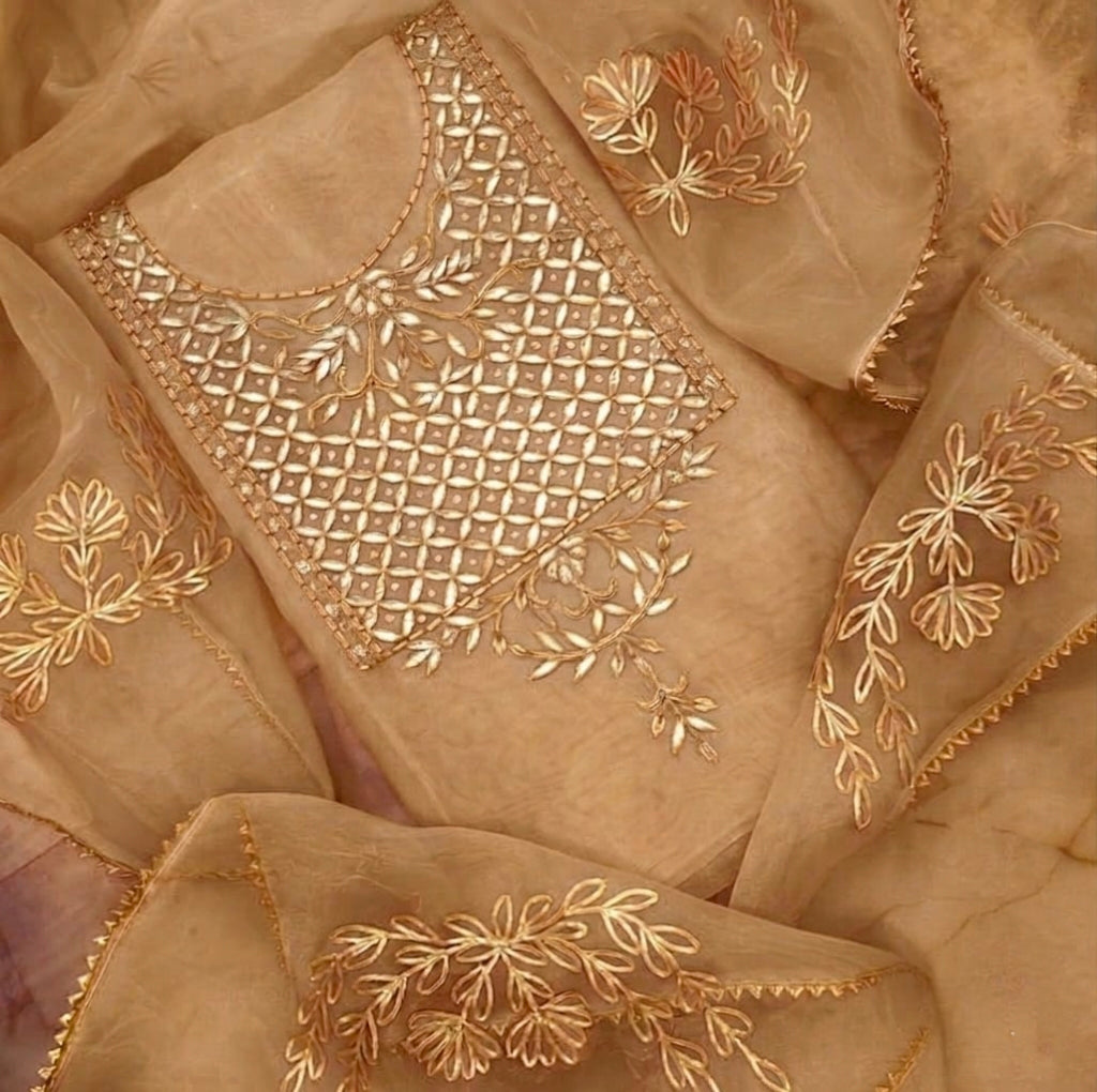 Pure Organza unstitched Suit With Gota Pati Work Dupatta
