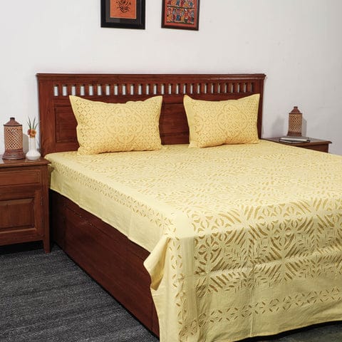 Pure Cotton Applique Work Bedsheet With Pillow