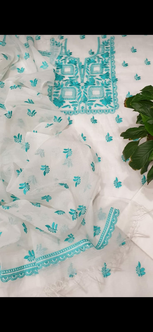 Pure Kota Doriya Suit With Embroidery Work Unstitched Suit