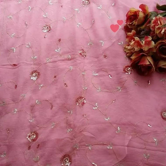 Pure Jaipuri Diamond Chiffon Sarees With Sequence Work