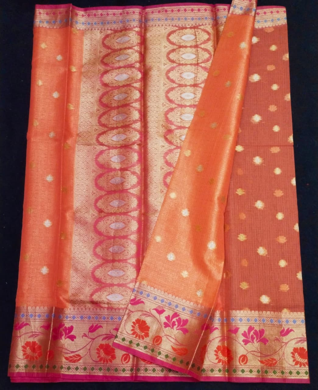 Kota Doria Saree With Silk Digital Print Work