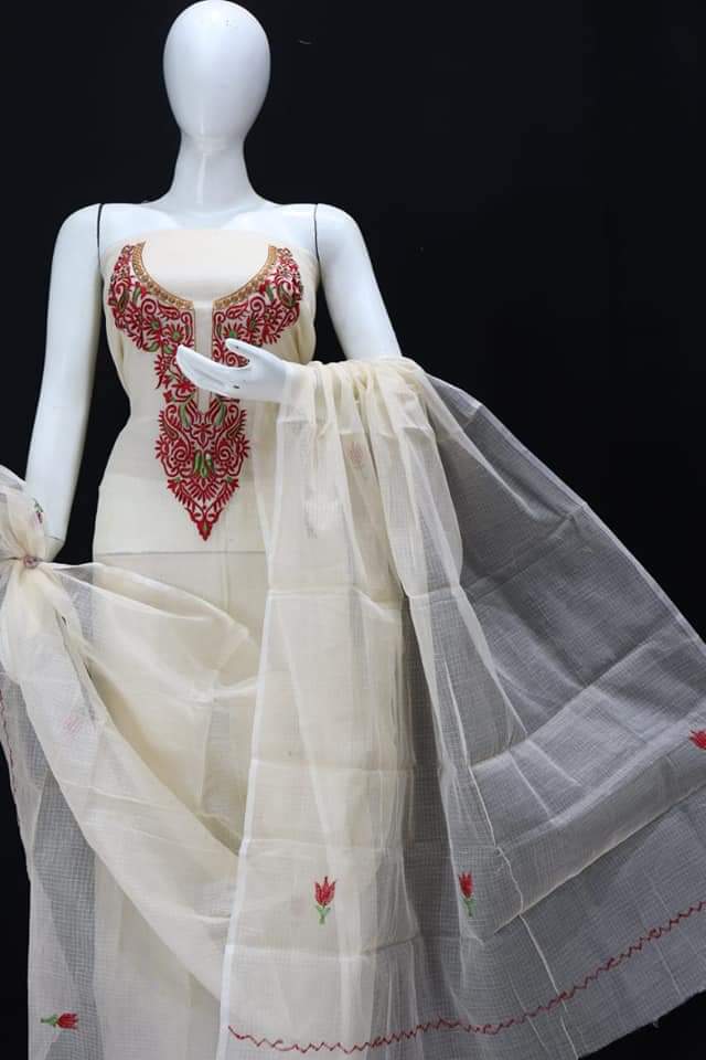 Pure Kota Doriya Suit With Embroidery Work Unstitched Suit
