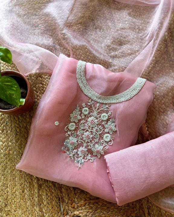 Pure Organza unstitched Suit With Gota Pati Work Dupatta