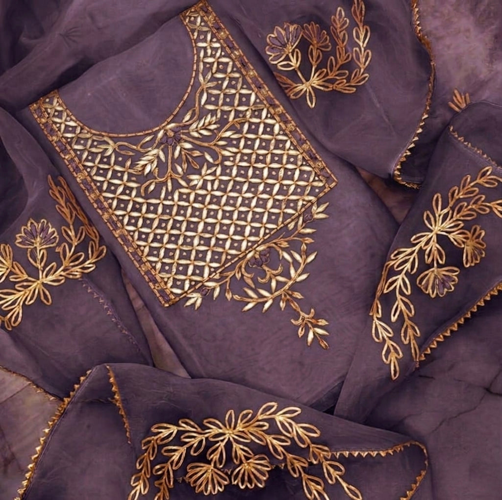 Pure Organza unstitched Suit With Gota Pati Work Dupatta